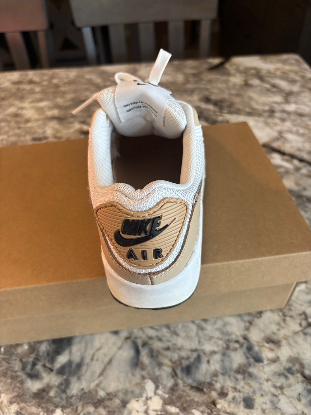 Nike Women's White and Tan Sneakers with Patterned Swoosh - Picture 4 of 10